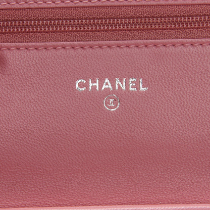 Chanel Lambskin Camellia Embossed Wallet On Chain WOC Pink 5 of 8
