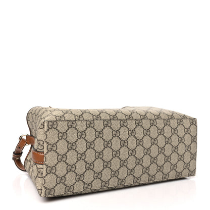 Gucci GG Supreme Monogram Emblem Medium Tote Bag Beige Dark Brown 4 of 13