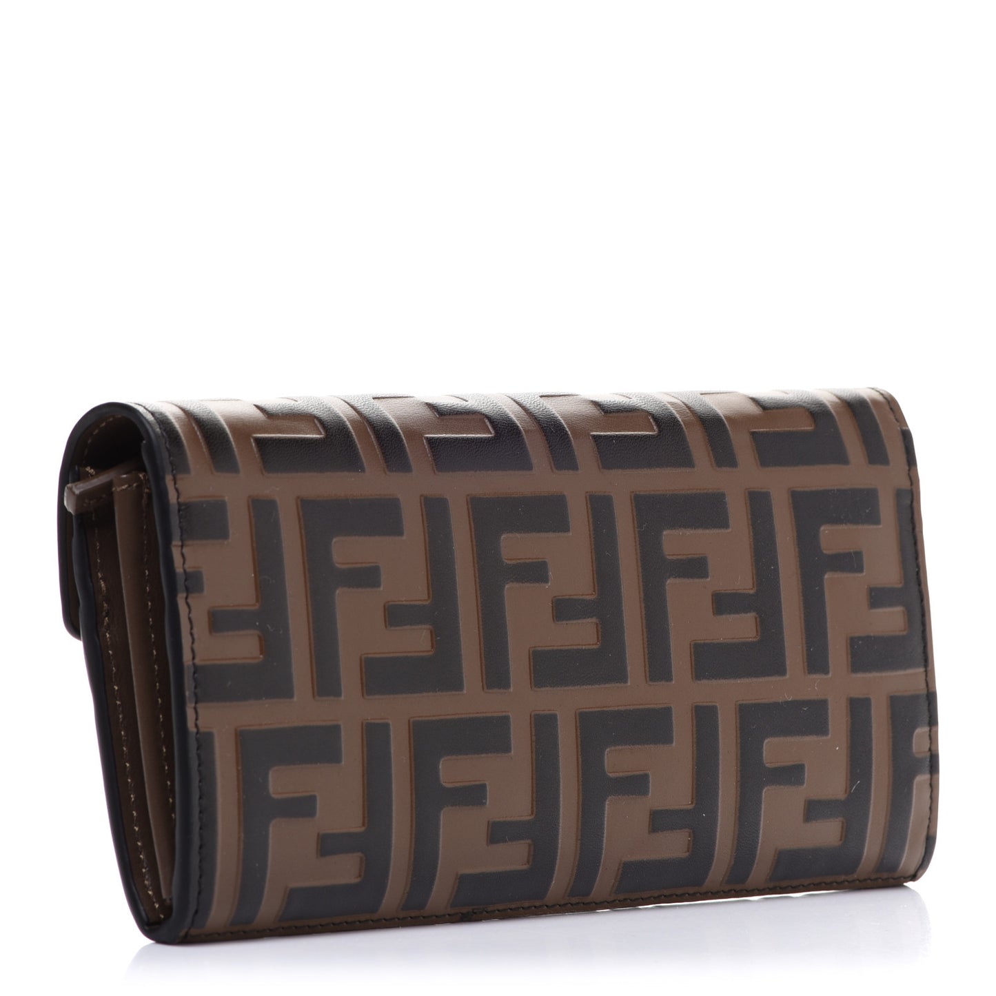 Vitello Soft F is Fendi Bi-Color FF 1974 Embossed Continental Envelope Wallet Maya Black