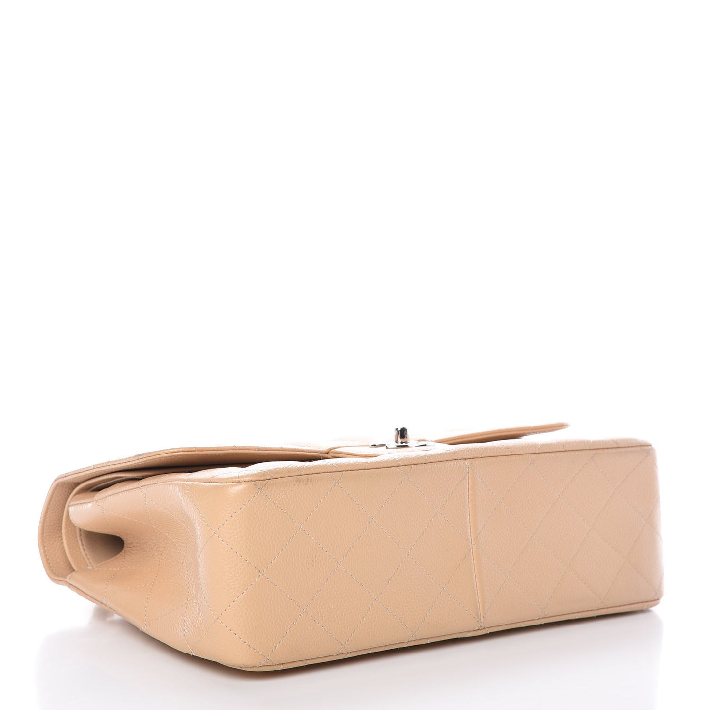 Caviar Quilted Jumbo Double Flap Beige Clair