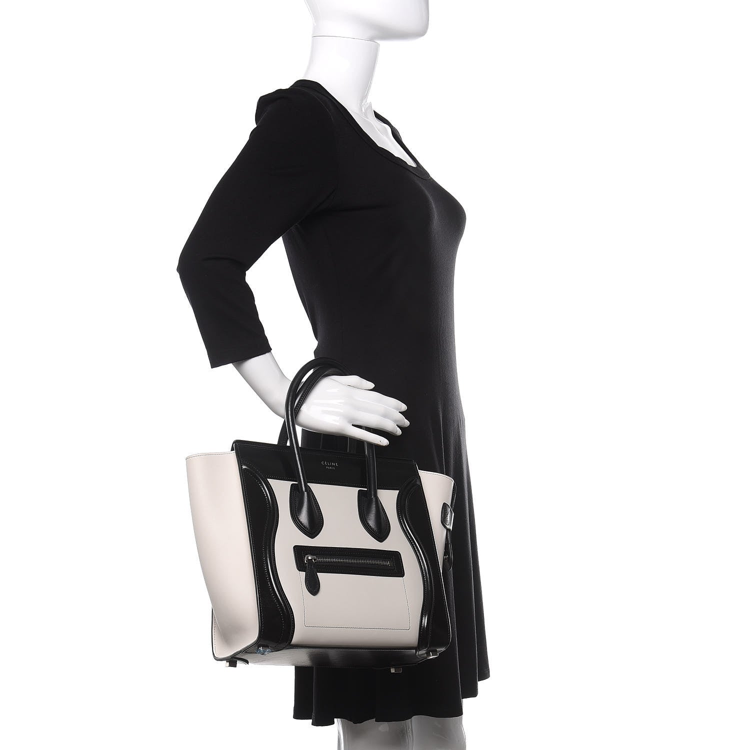 Celine Sleek Calfskin Micro Bi-Color Luggage Black White 2 of 9