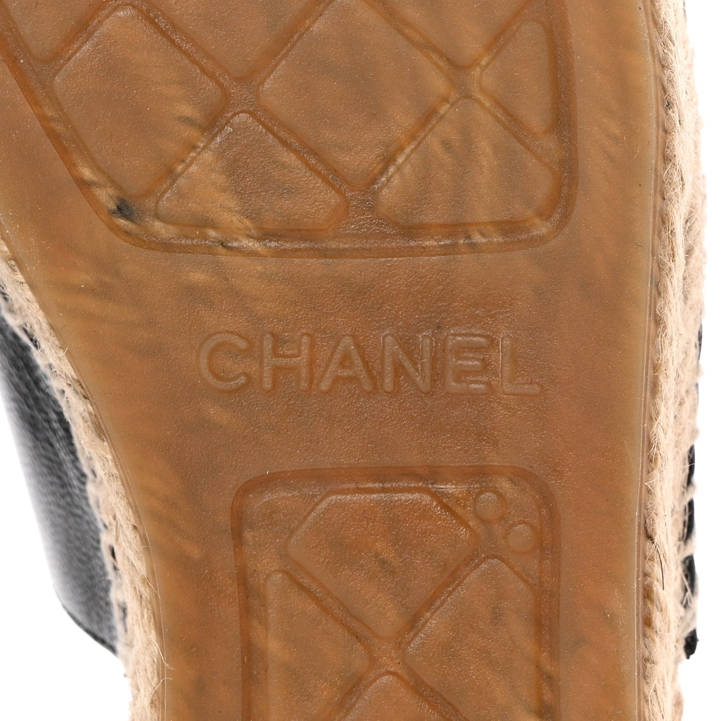 Iridescent Goatskin Patent CC Espadrille Mules 37 Black
