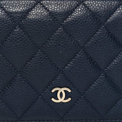 Chanel Caviar Quilted Yen Wallet Dark Blue 10 of 12