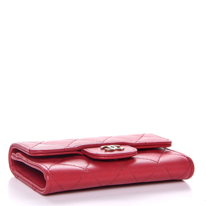 Chanel Lambskin Quilted Flap Card Holder Dark Pink 4 of 9