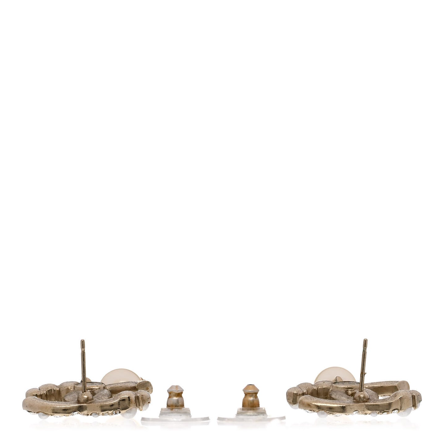 Crystal Pearl CC Drop Earrings Gold Pearly White