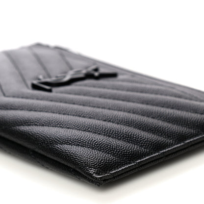 Saint Laurent Grain De Poudre Chevron Monogram Bill Pouch Black 9 of 10
