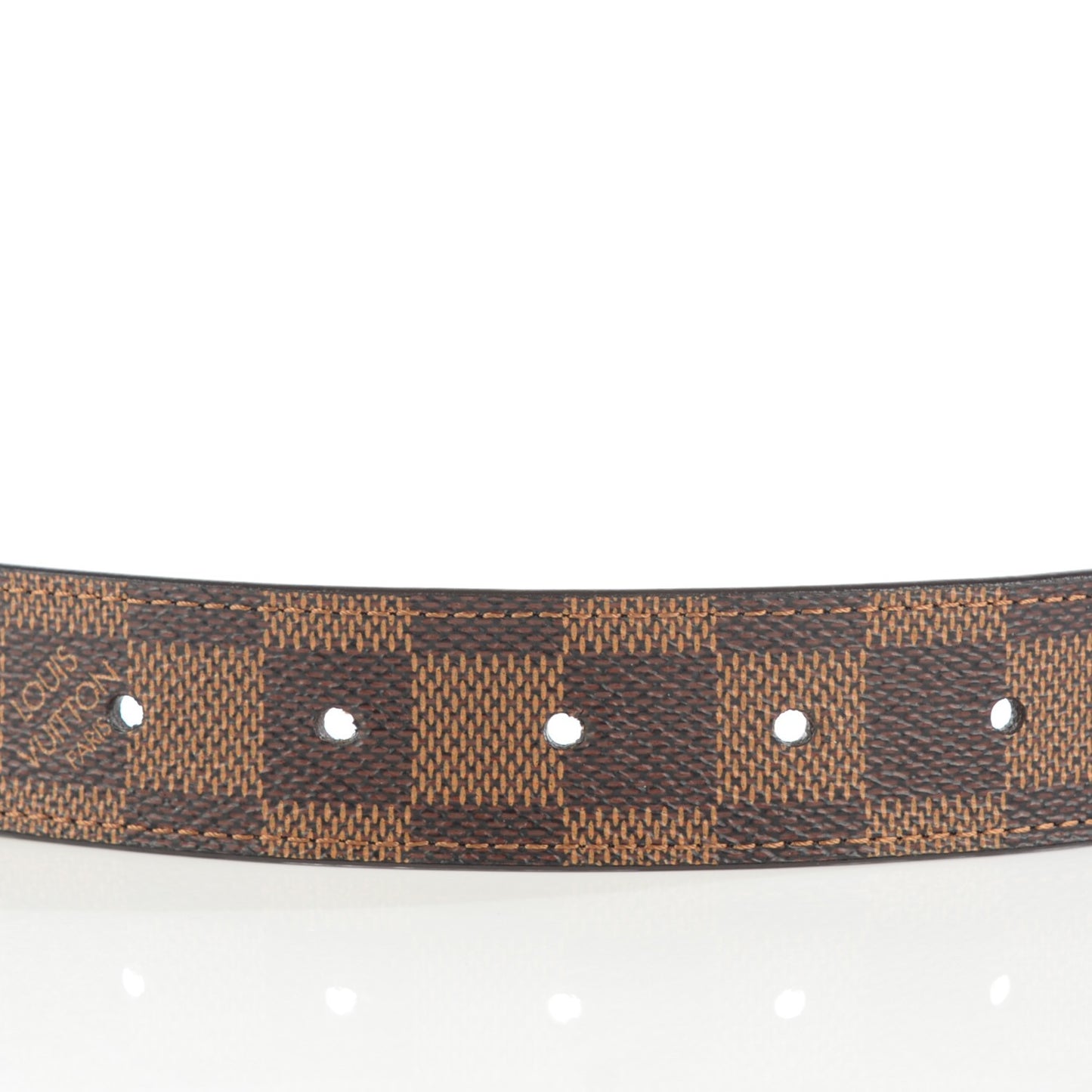 Damier Ebene LV Paris Buckle Belt 85 34 Silver