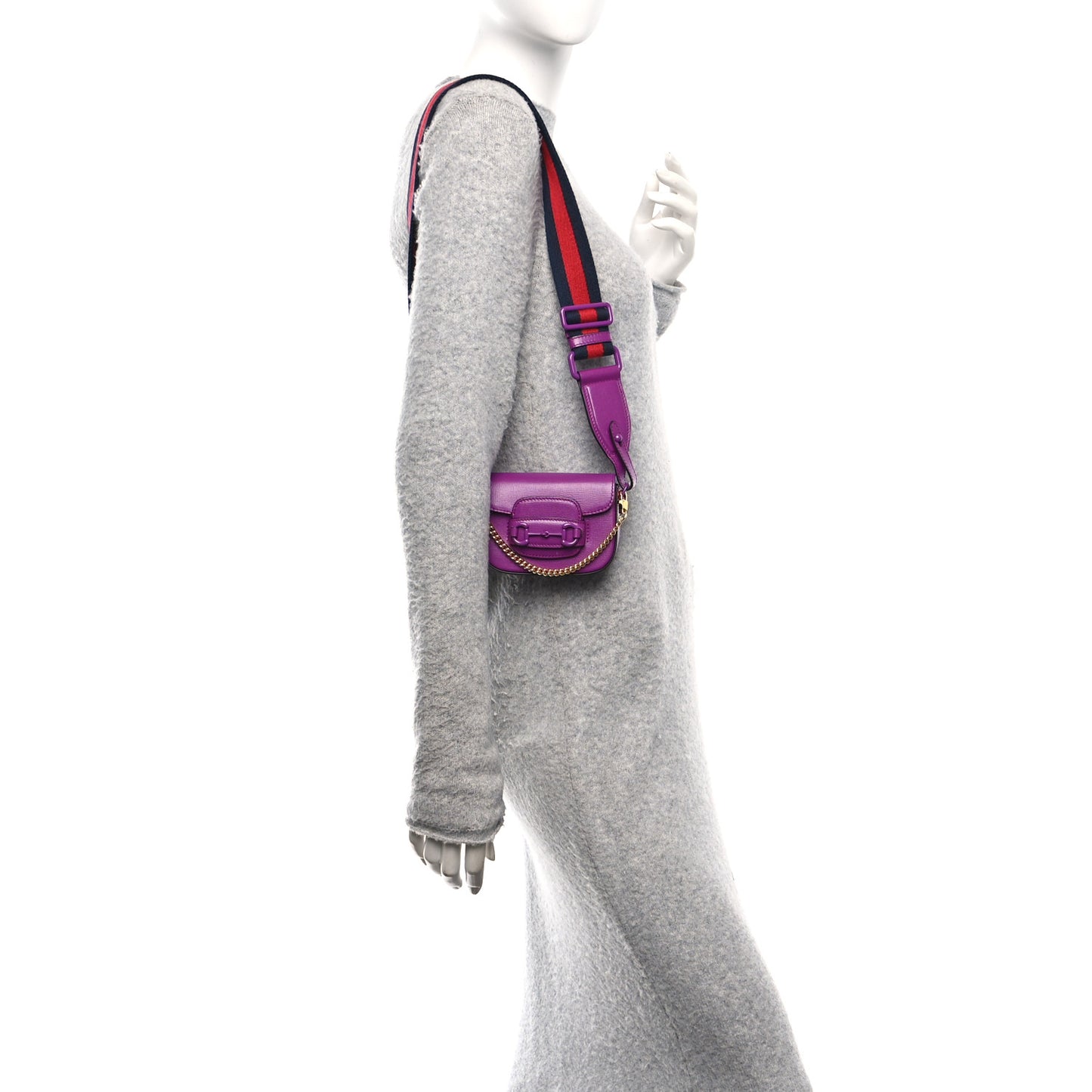 Azalea Calfskin Web Monochrome Horsebit 1955 Wallet On Strap Purple