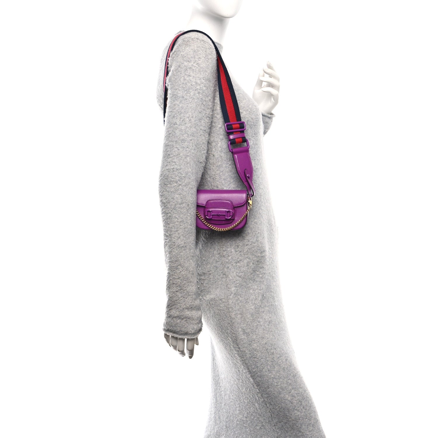 Gucci Azalea Calfskin Web Monochrome Horsebit 1955 Wallet On Strap Purple 2 of 10