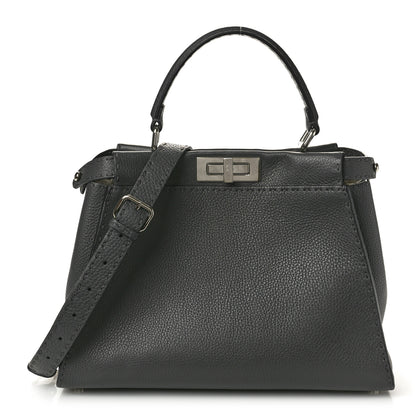 Fendi Cuoio Romano Selleria Bi-Color Medium Peekaboo Iconic Satchel Asfalto Latte 1 of 10