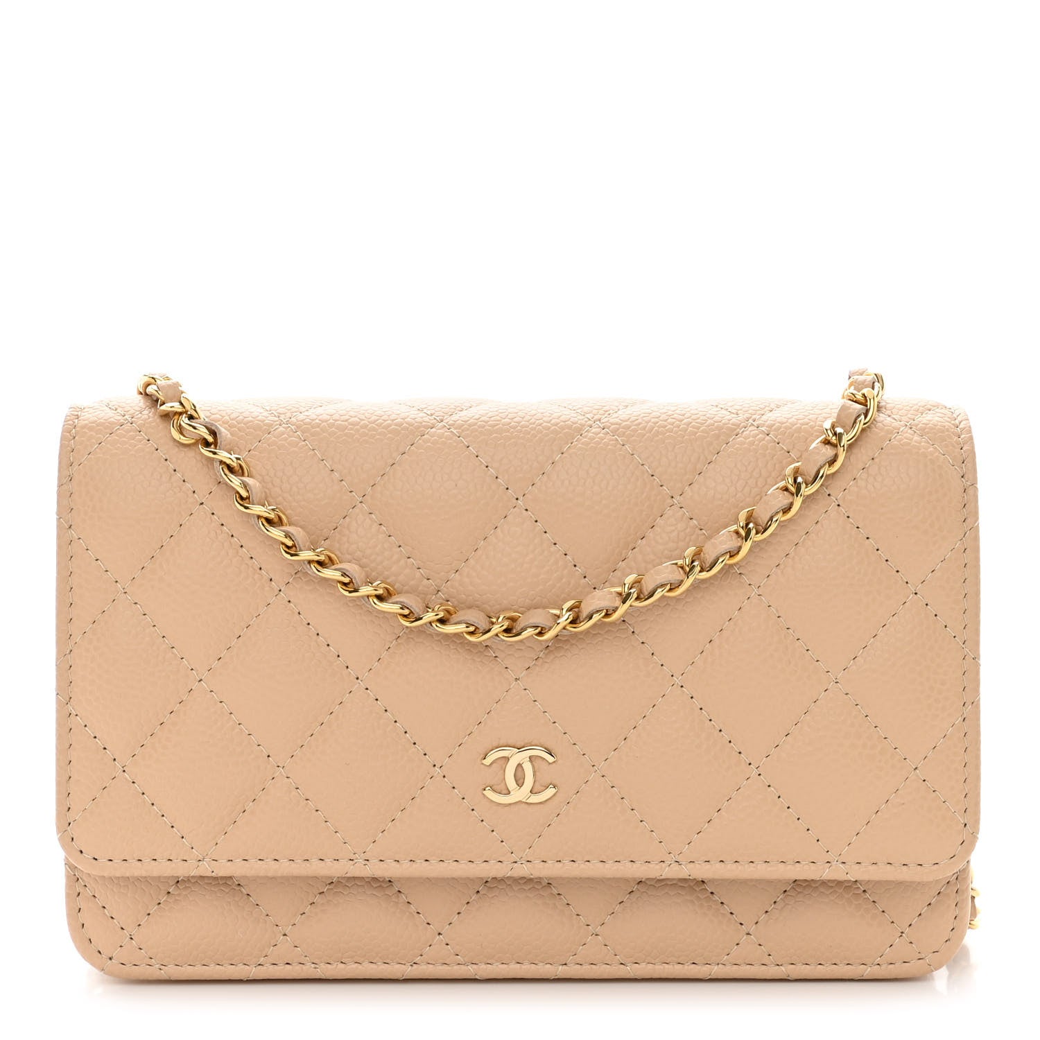 Chanel Caviar Quilted Wallet On Chain WOC Beige 1 of 12