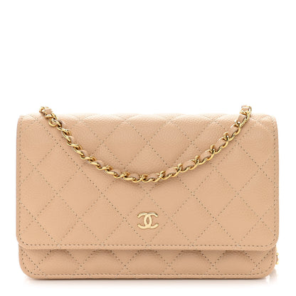 Chanel Caviar Quilted Wallet On Chain WOC Beige 1 of 12