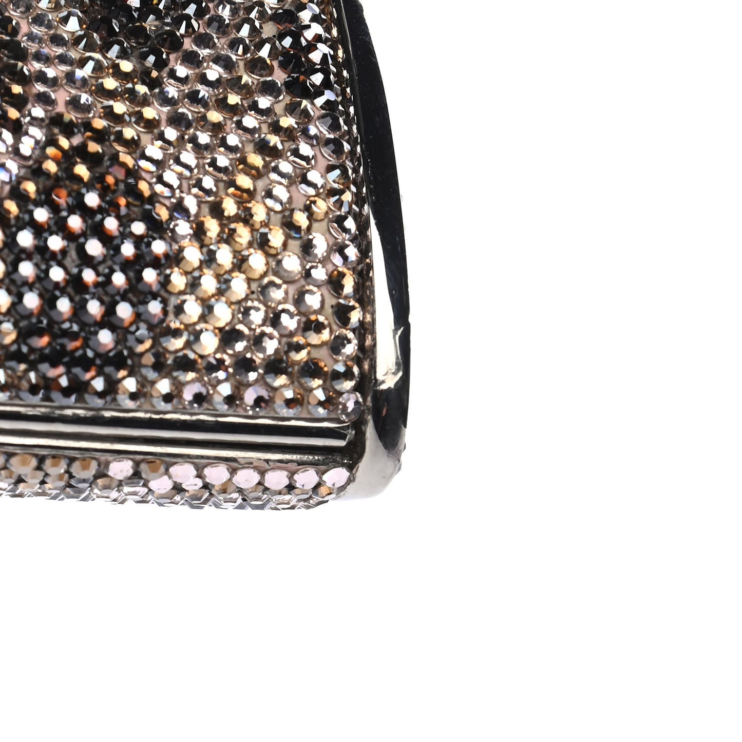 Crystal Leopard Minaudiere Clutch Silver Gold Brown