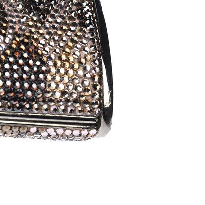 Judith Leiber Crystal Leopard Minaudiere Clutch Silver Gold Brown 9 of 9