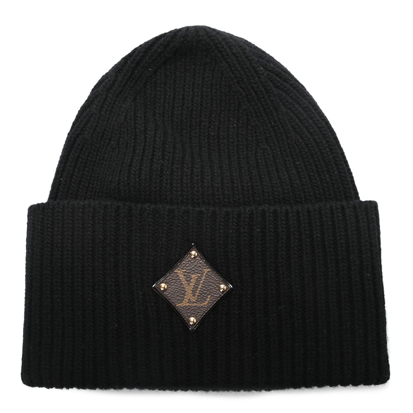 Wool LV initials Monogram Beanie Hat Black