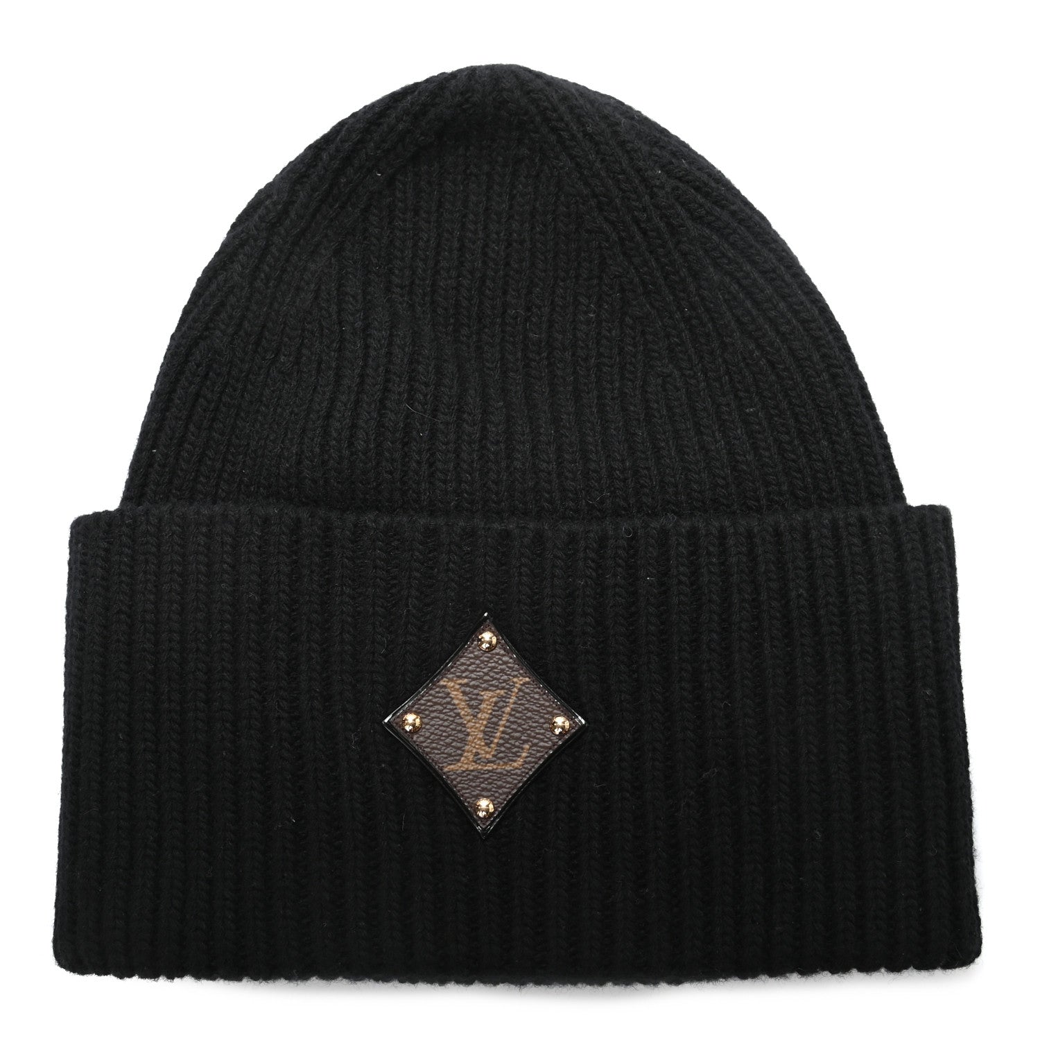 Louis Vuitton Wool LV initials Monogram Beanie Hat Black 1 of 5