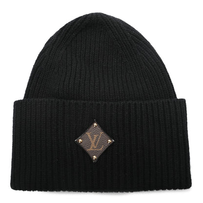 Louis Vuitton Wool LV initials Monogram Beanie Hat Black 1 of 5