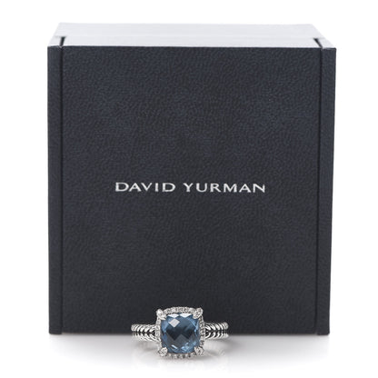 David Yurman Sterling Silver Diamond Hampton Blue Topaz 9mm Chatelaine Pave Bezel Ring 59 8.75 6 of 6