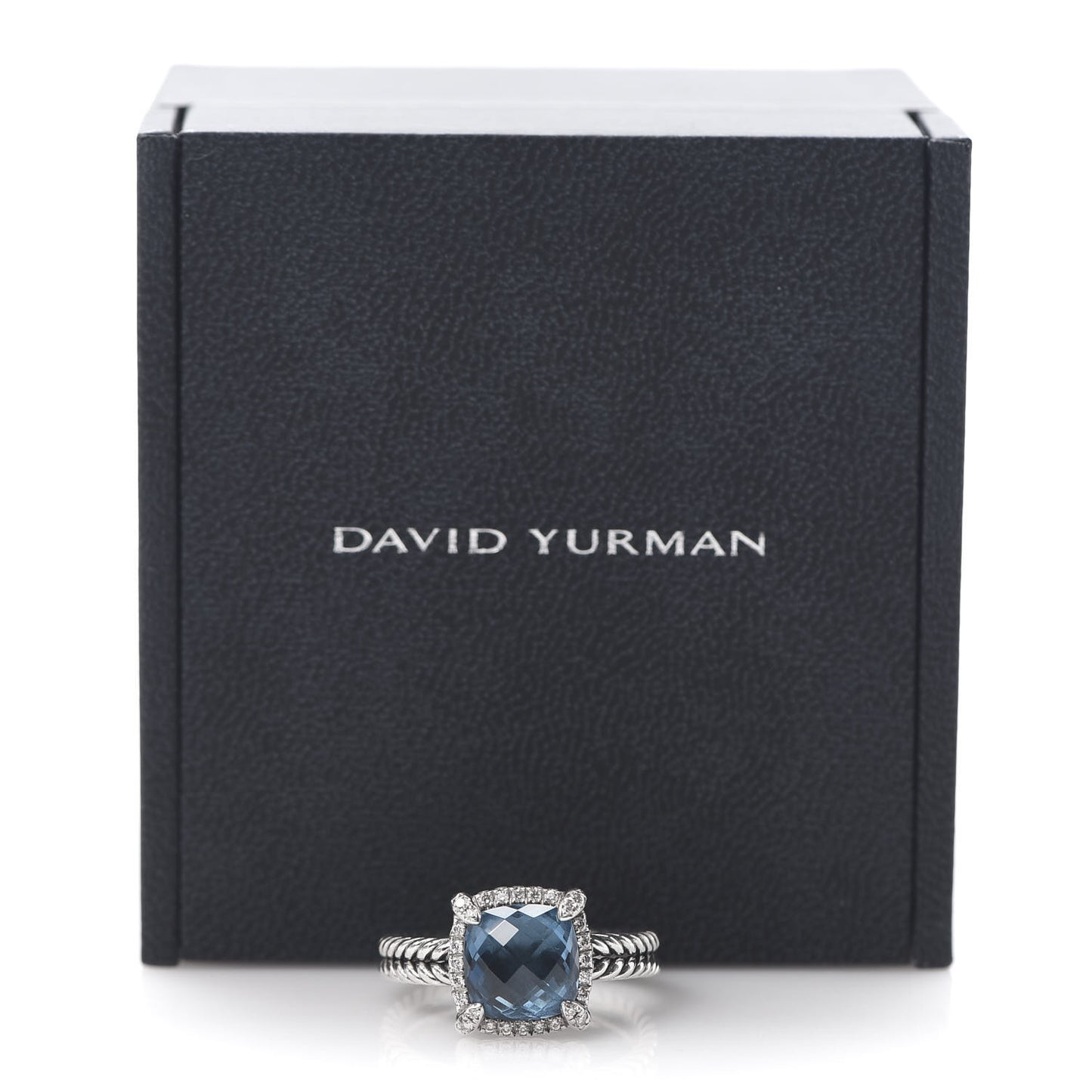 Sterling Silver Diamond Hampton Blue Topaz 9mm Chatelaine Pave Bezel Ring 59 8.75