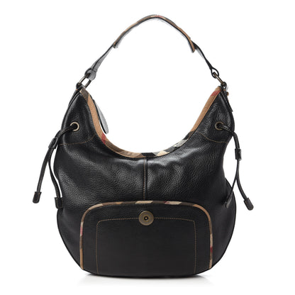 Burberry Calfskin Nova Check Trim Hobo Black 1 of 10