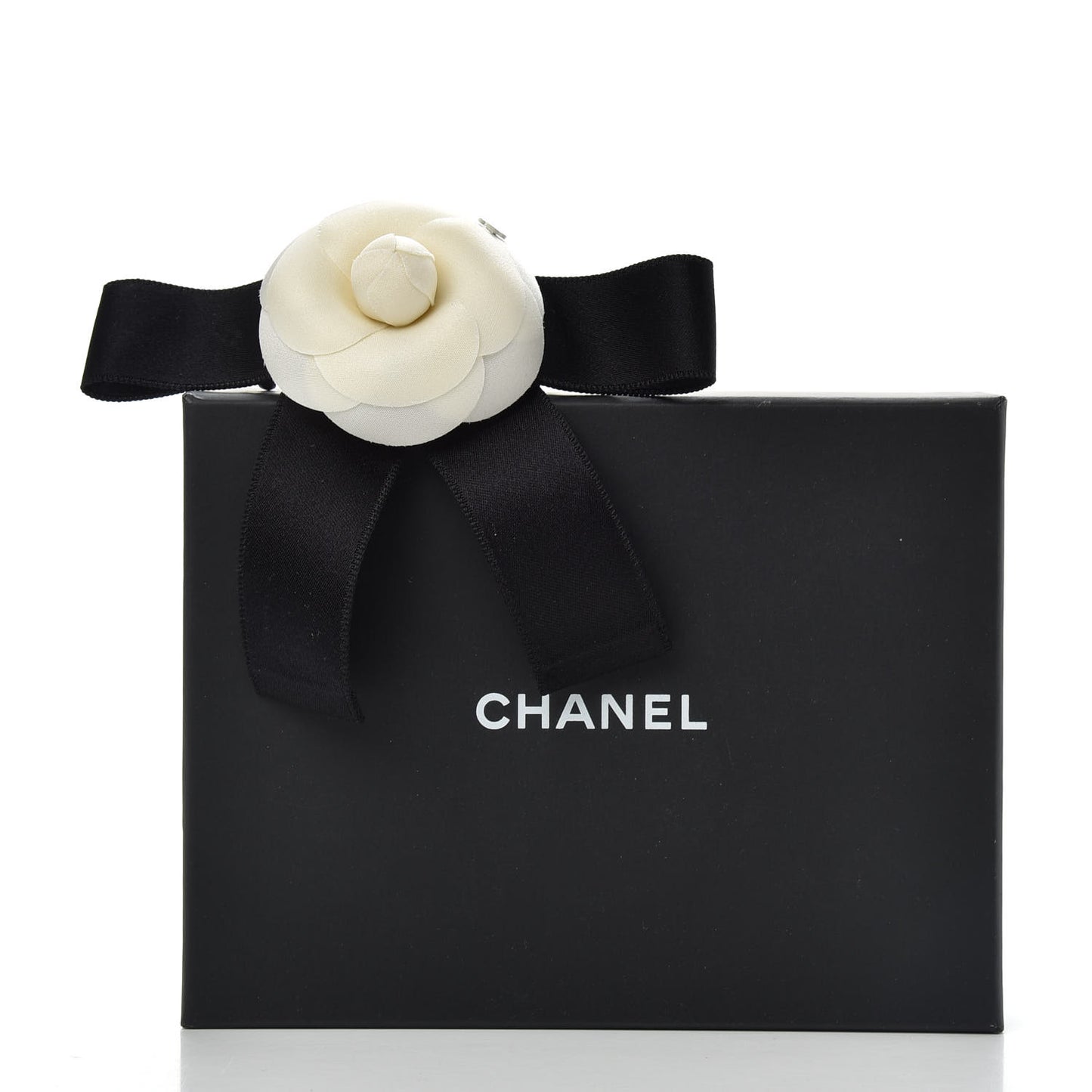 Satin Camellia CC Hair Clip Barrette White Black
