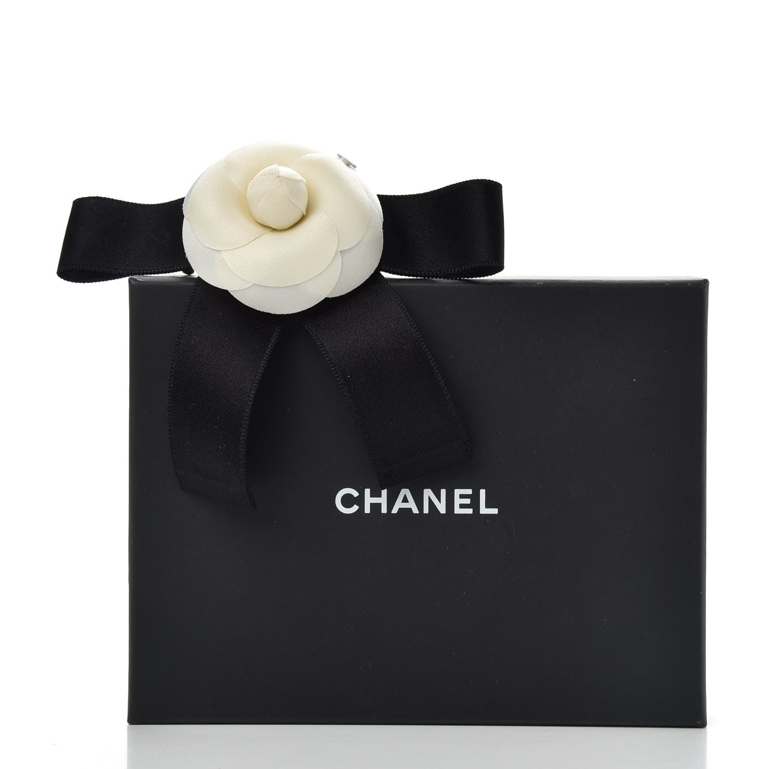 Chanel Satin Camellia CC Hair Clip Barrette White Black 4 of 4