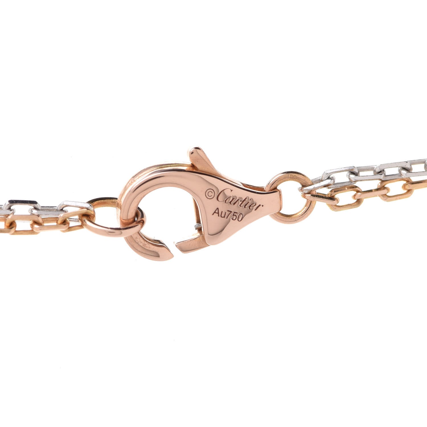 Cartier 18K White Pink Gold Diamond Three Ring LOVE Pendant Necklace 7 of 7
