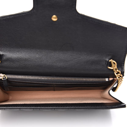 Gucci Calfskin Matelasse Mini Pearly GG Marmont Chain Wallet Black 5 of 9