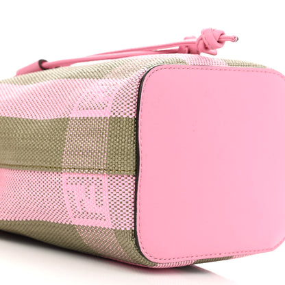 Fendi Raffia Vitello Seta F is Fendi Pequin Gingham Woven Mini Mon Tresor Bucket Bag Military Rosa Lollypop 9 of 10