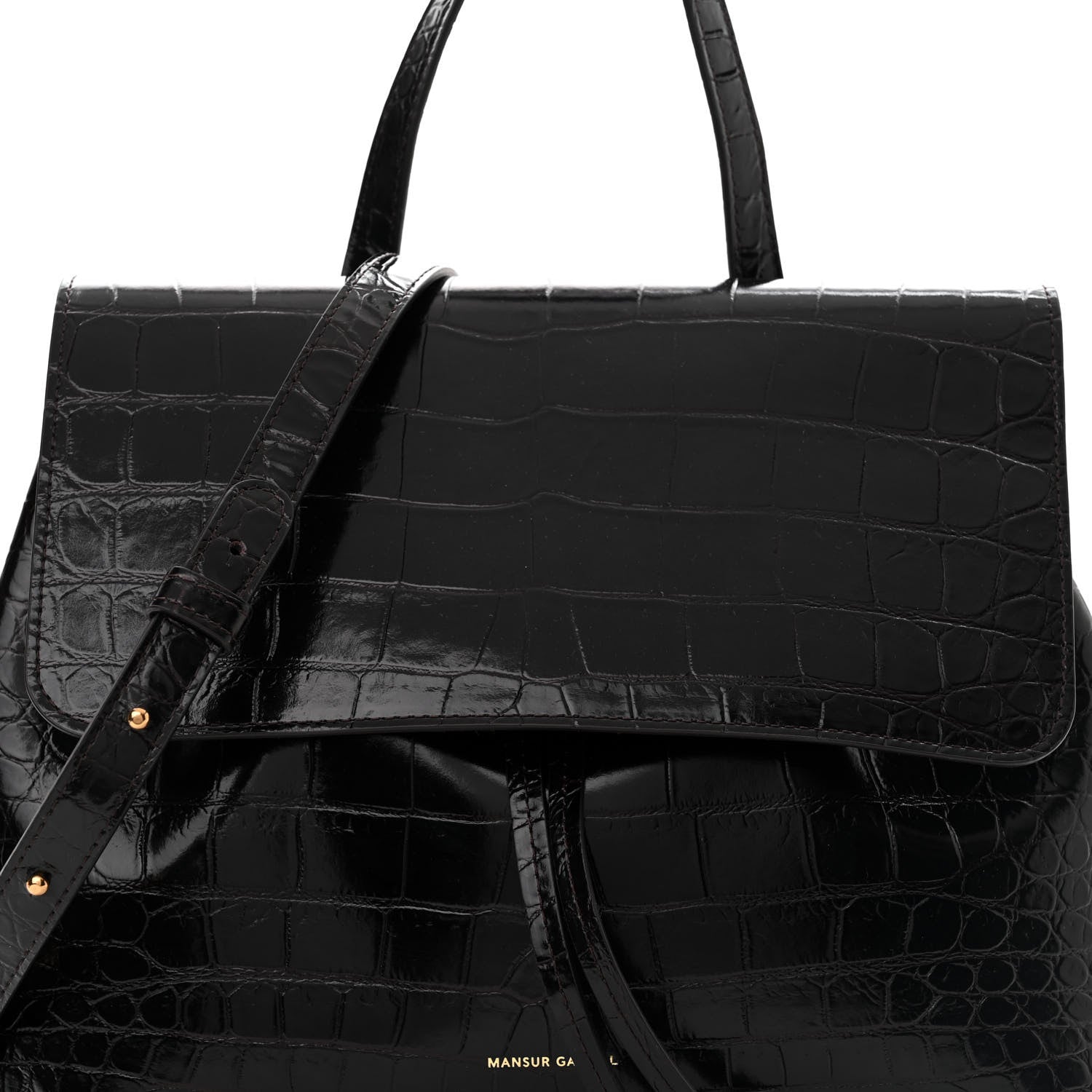 Mansur Gavriel Calfskin Crocodile Embossed Lady Bag Brown 7 of 13