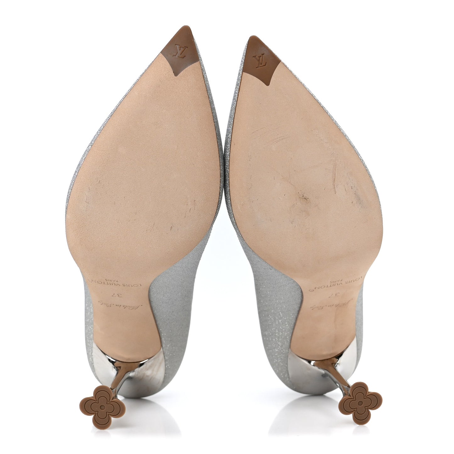 Glitter Fabric Blossom Pumps 37 Silver