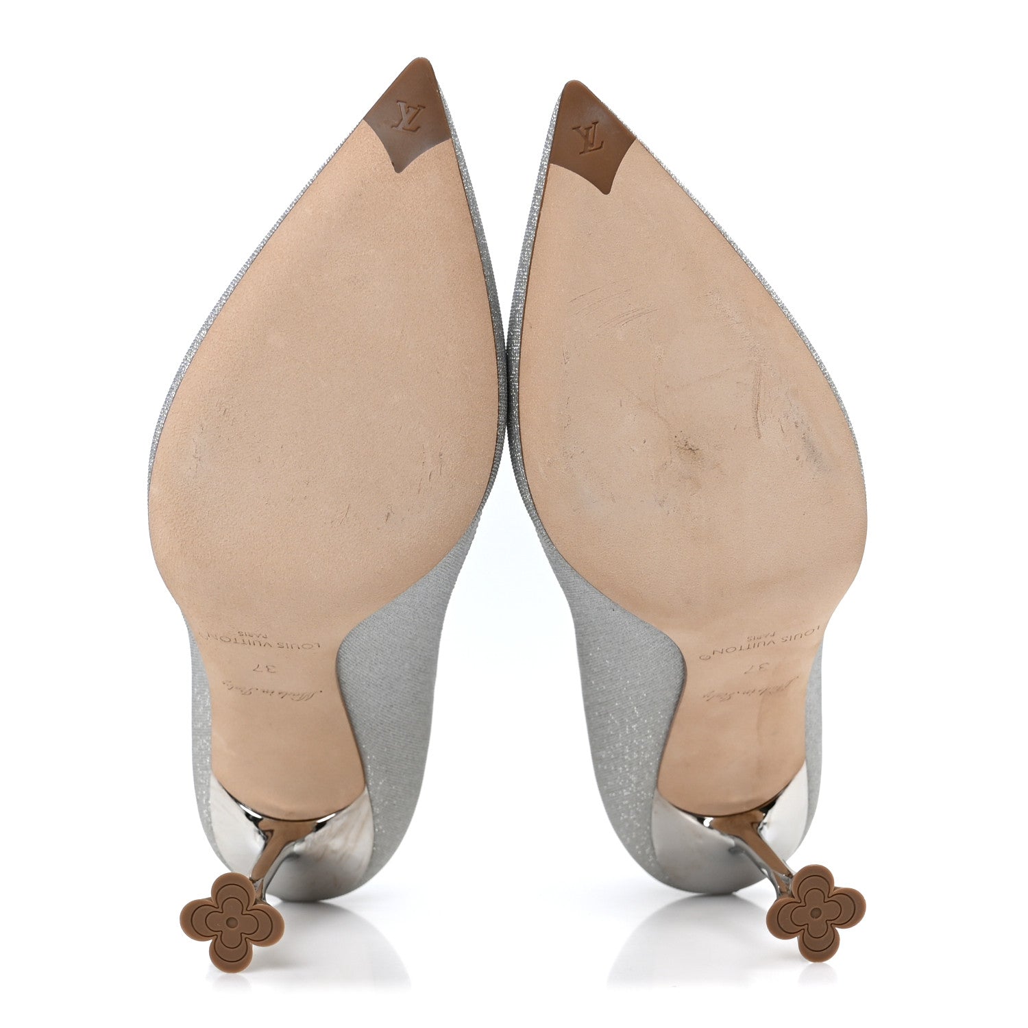 Louis Vuitton Glitter Fabric Blossom Pumps 37 Silver 6 of 10