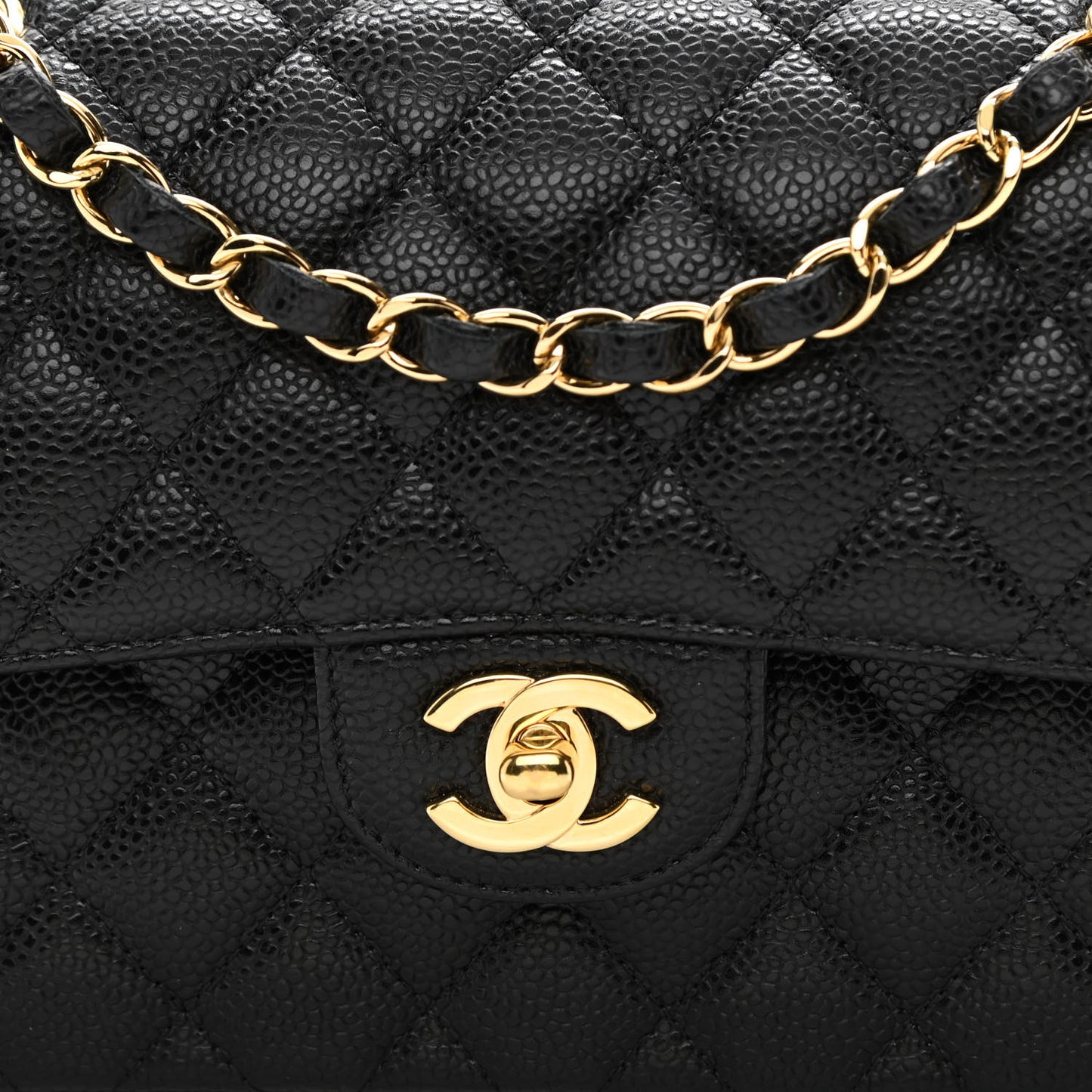 Caviar Quilted Small Double Flap Black