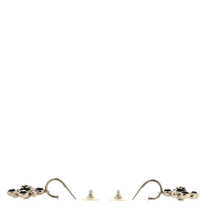 Chanel Crystal CC Flower Drop Earrings Silver Black Pink 3 of 4