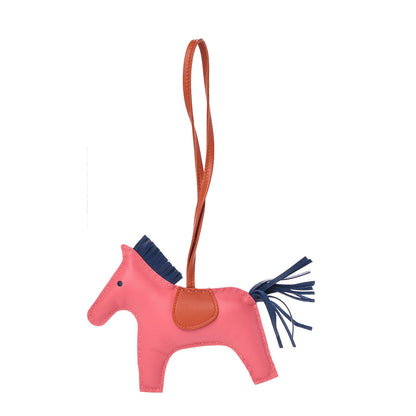 Hermes Milo Lambskin Grigri Rodeo Bag Charm MM Rose Azalee Cornaline Bleu De Malte 1 of 4