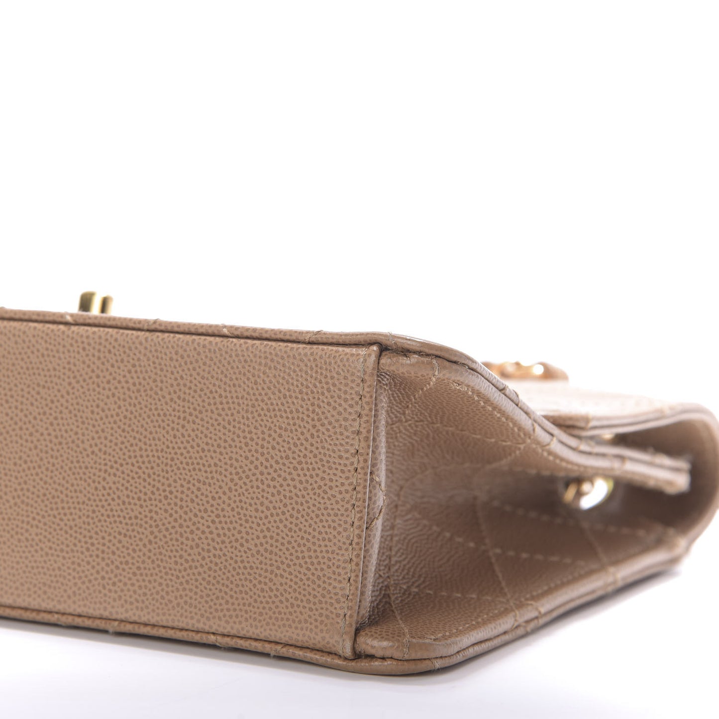 Caviar Stitch Small Single Flap Beige