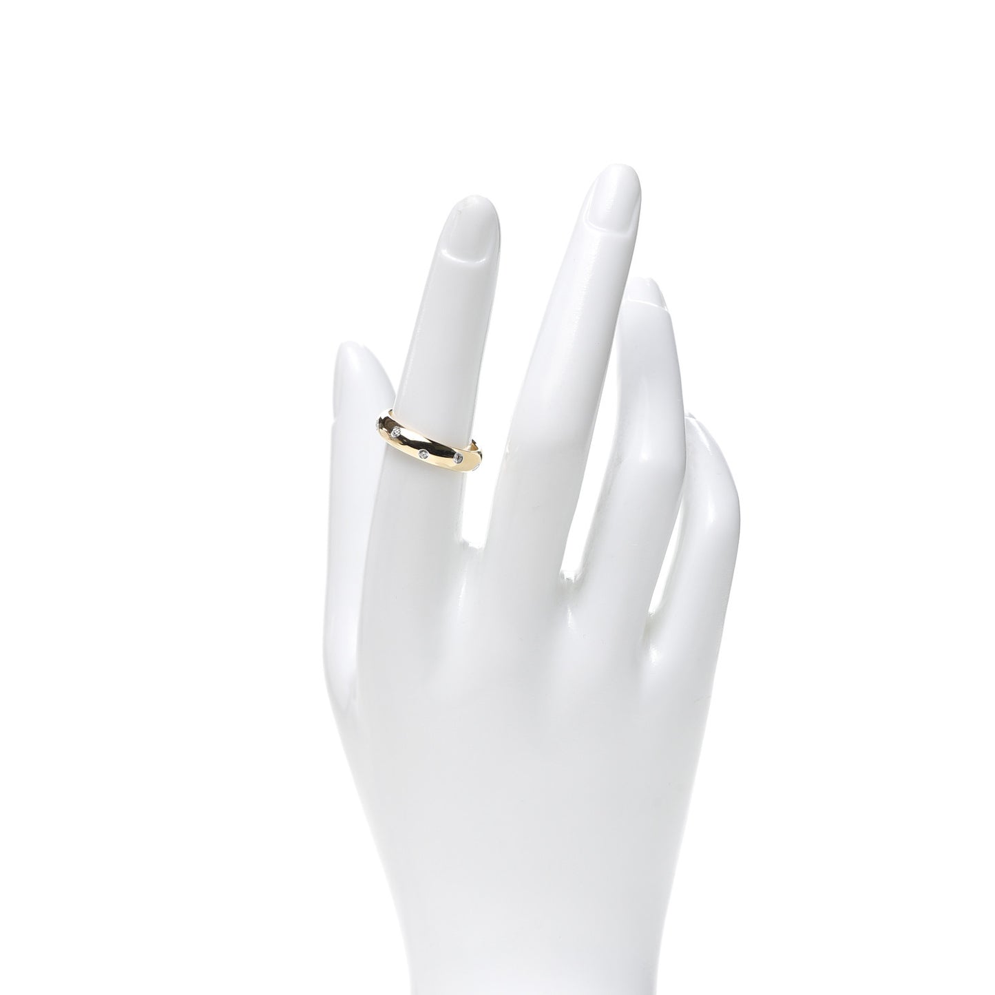 18K Yellow Gold Platinum Diamond 4mm Etoile Band Ring 54 6.75