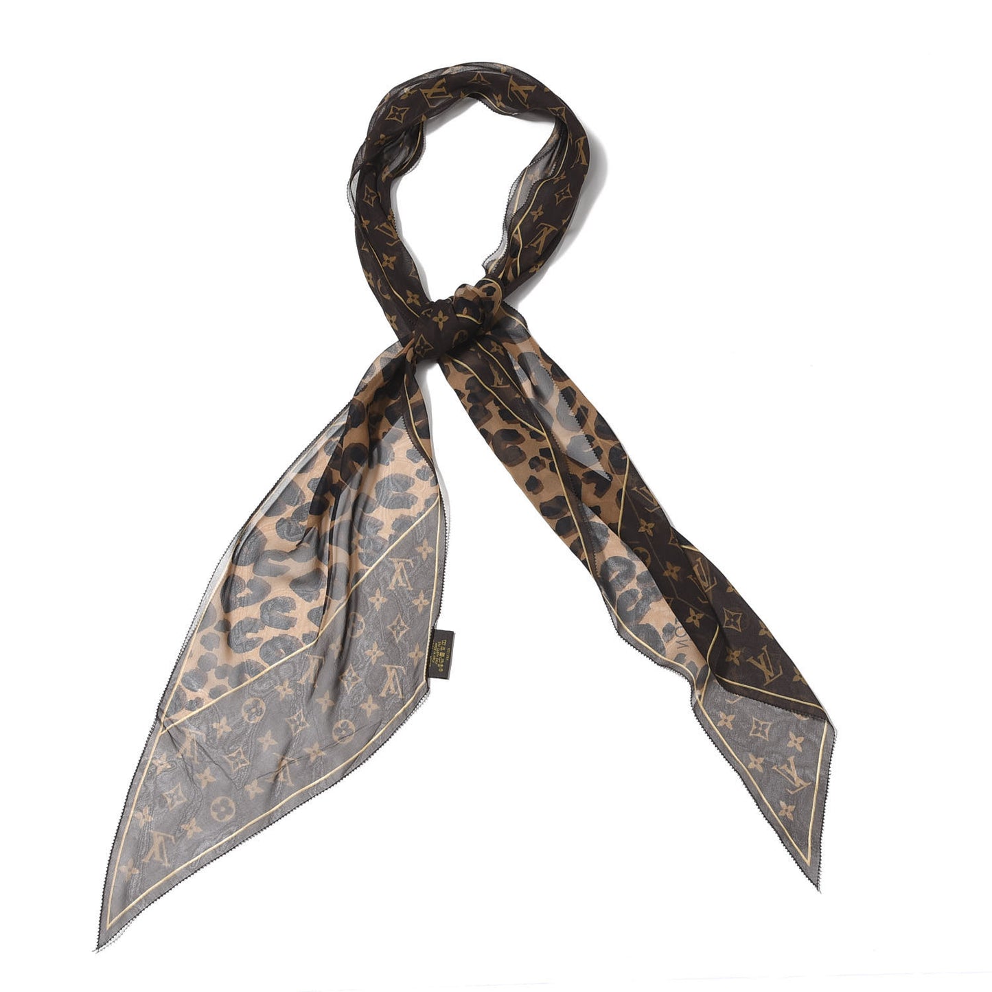 Silk Crepe Leopard Monogram Scarf
