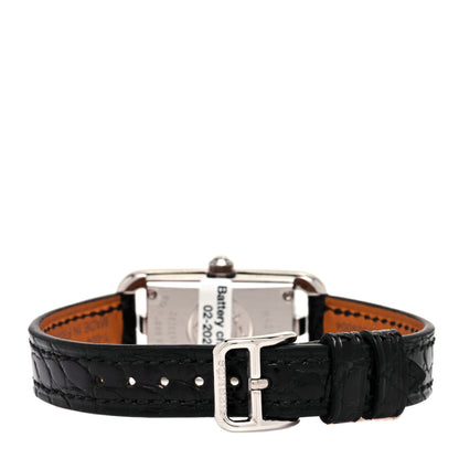 Hermes Stainless Steel Alligator Diamond 17mm Nantucket Serti Joaillier Quartz Watch Noir 3 of 5