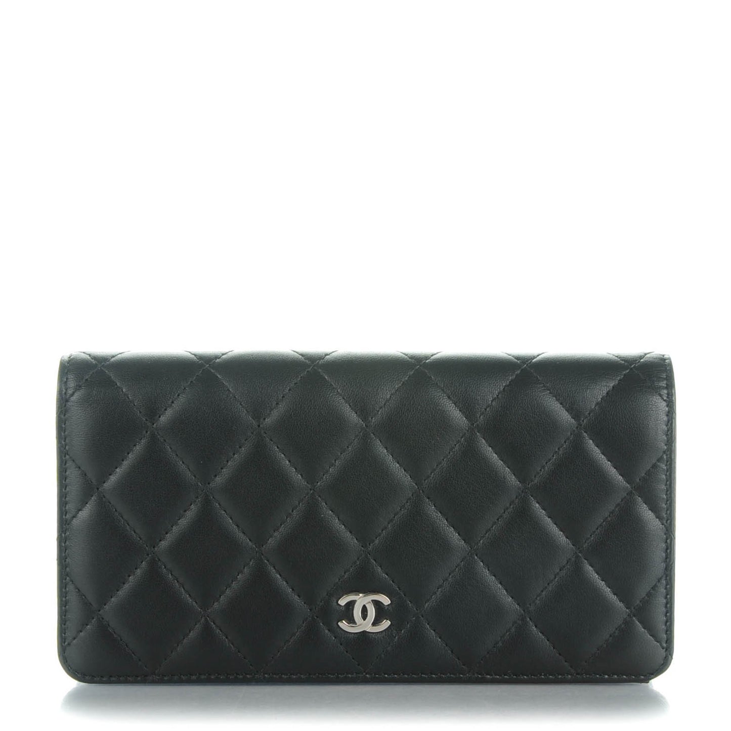Lambskin Quilted Yen Wallet Black
