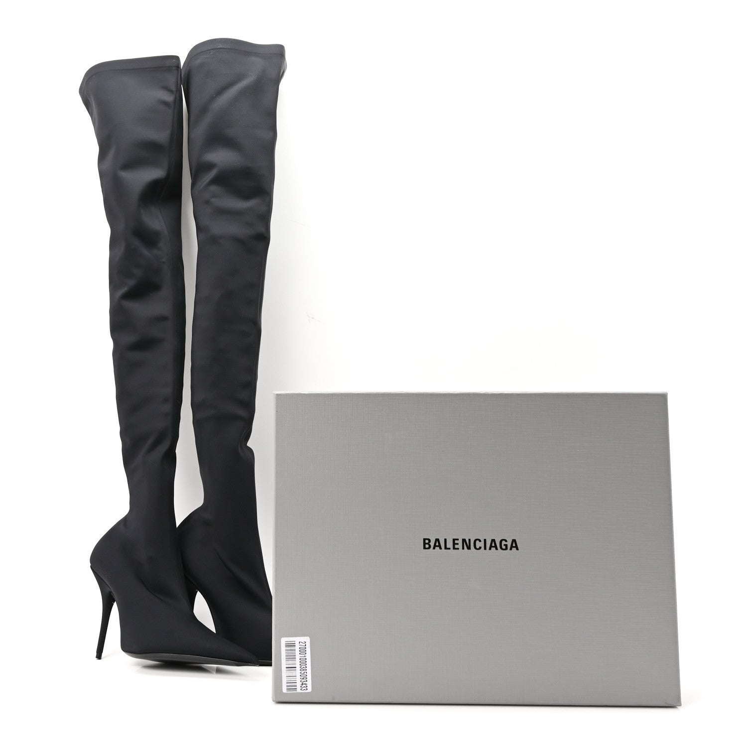 Balenciaga Spandex Pointed Toe Knife Thigh High Boots 39 Black