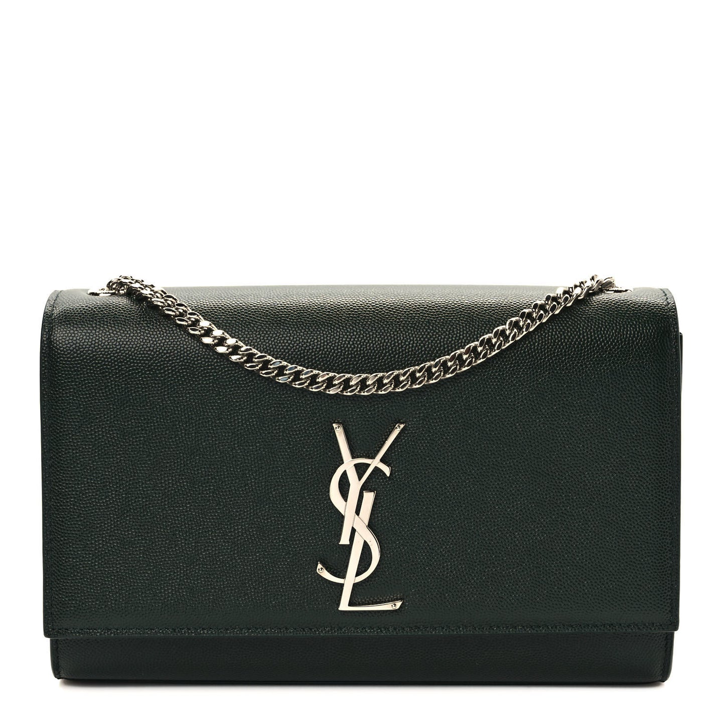 Grain De Poudre Medium Monogram Kate Satchel Vert Fonce