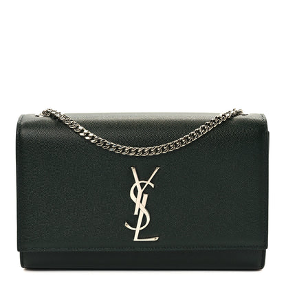 Saint Laurent Grain De Poudre Medium Monogram Kate Satchel Vert Fonce 1 of 8
