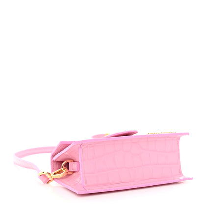 Jacquemus Calfskin Crocodile Embossed Le Bambino Pink 4 of 12
