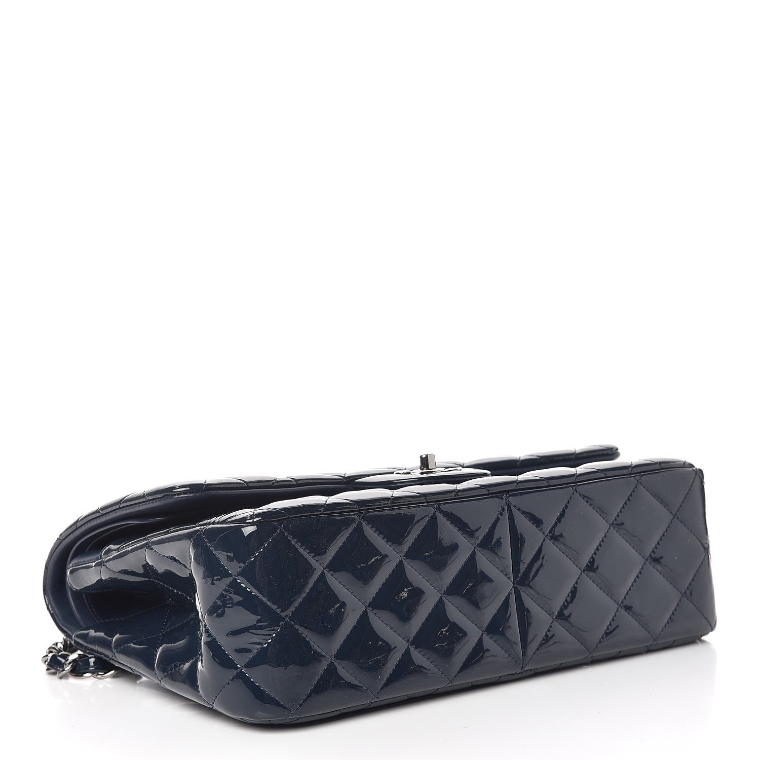 Chanel Patent Quilted Jumbo Double Flap Navy 4 of 14