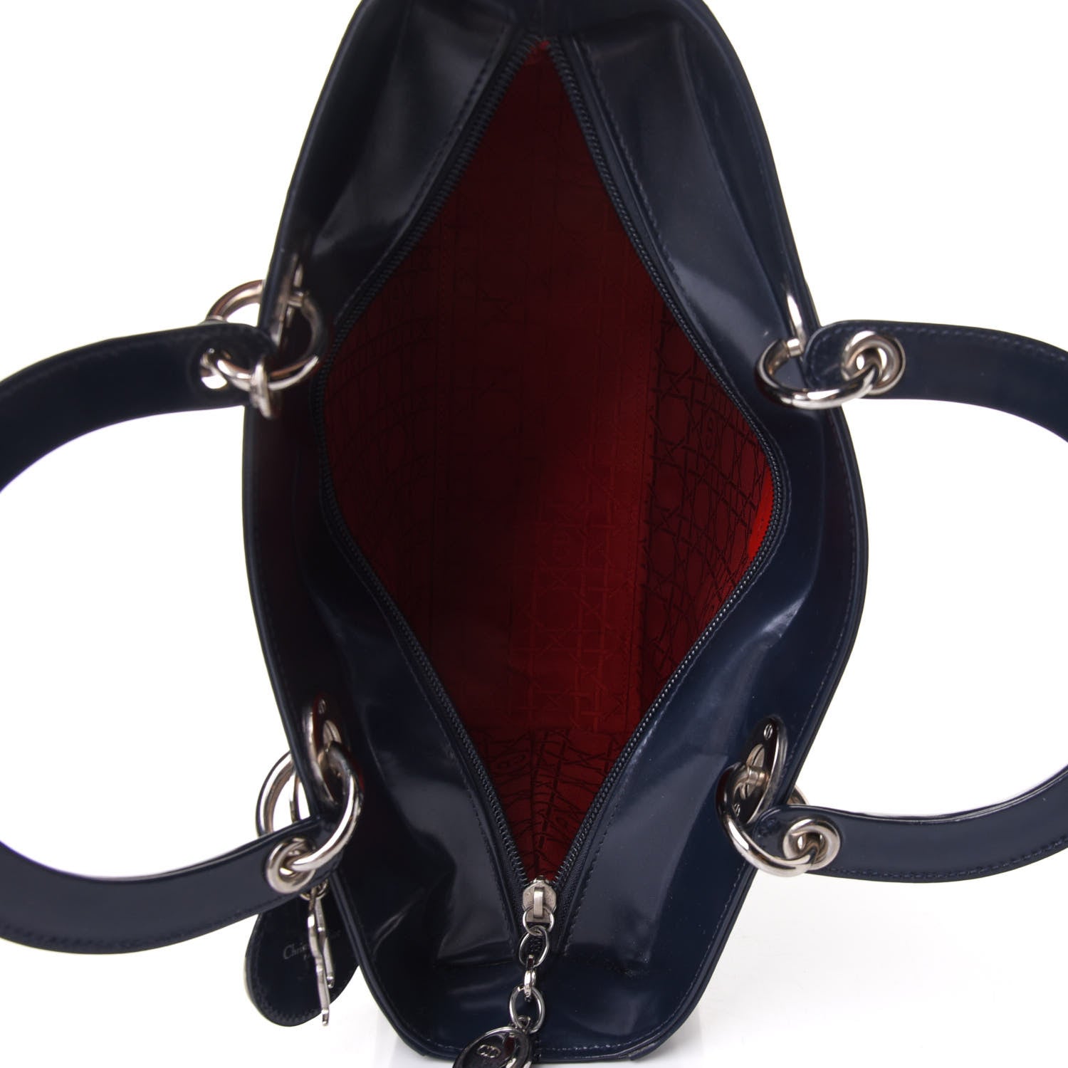 Christian Dior Glazed Calfskin Large Lady Dior Dark Blue 6 of 14
