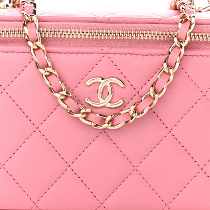 Chanel Lambskin Quilted Small Top Handle Vanity Case With Chain Dark Pink 9 of 12