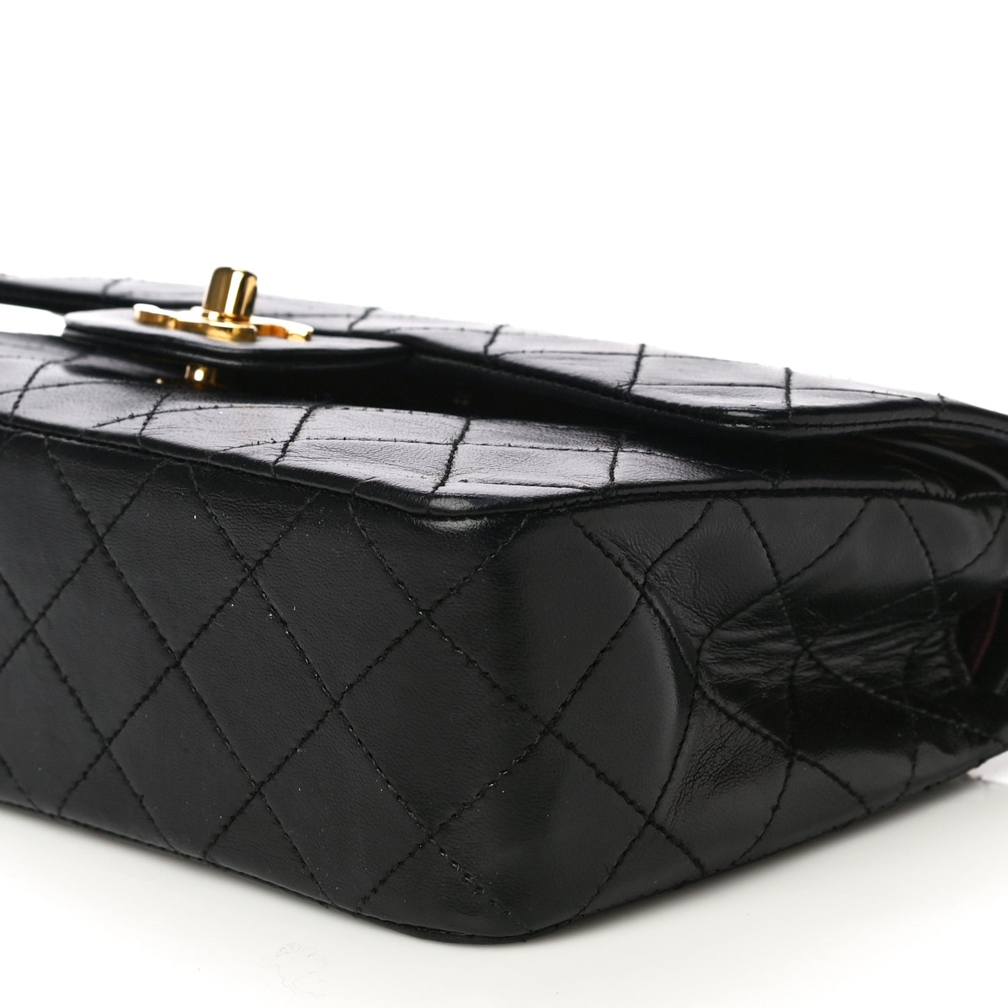Lambskin Quilted Small Double Flap Black