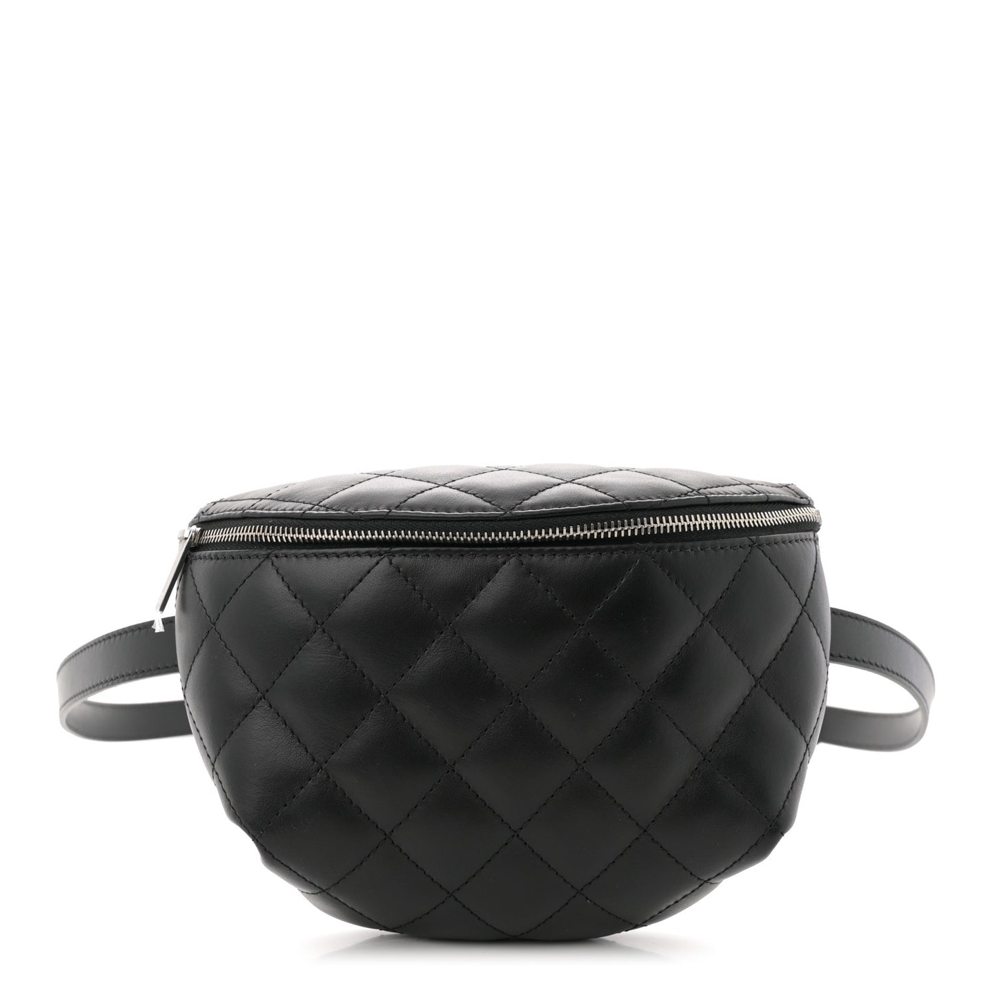Lambskin Quilted Waist Belt Bag Black