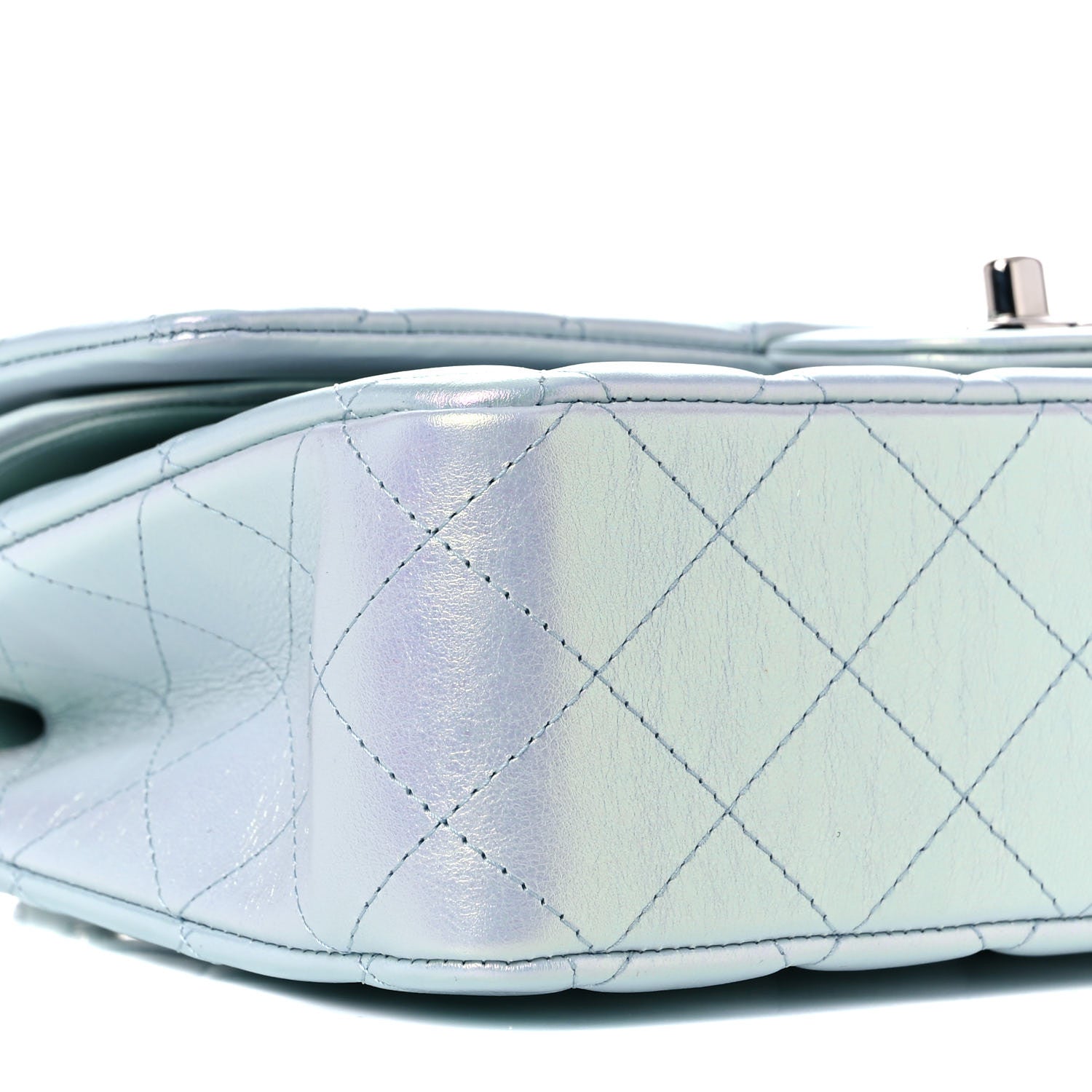 Chanel Iridescent Calfskin Quilted Medium Double Flap Light Blue 7 of 9